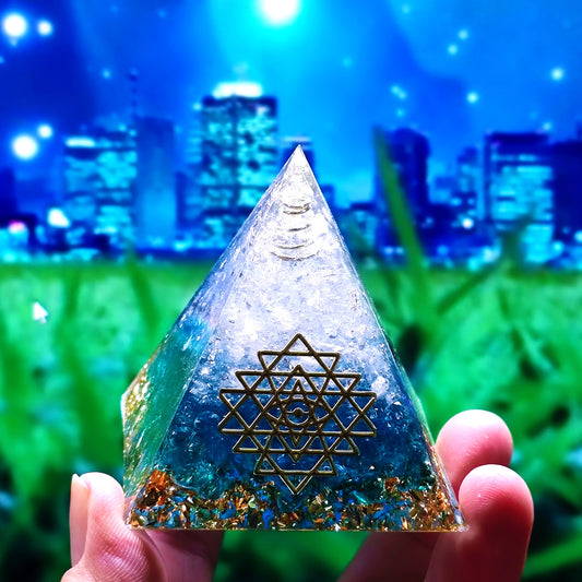 Crystal Ball Stone Pyramid Resin Home Decor Ornament