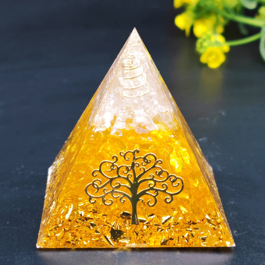 New Crystal Ball Stone Pyramid Home Craft Resin Decor Desktop Ornament